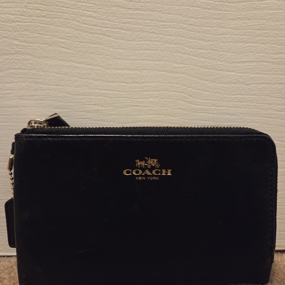 Coach Black Double Zip-Around Wallet